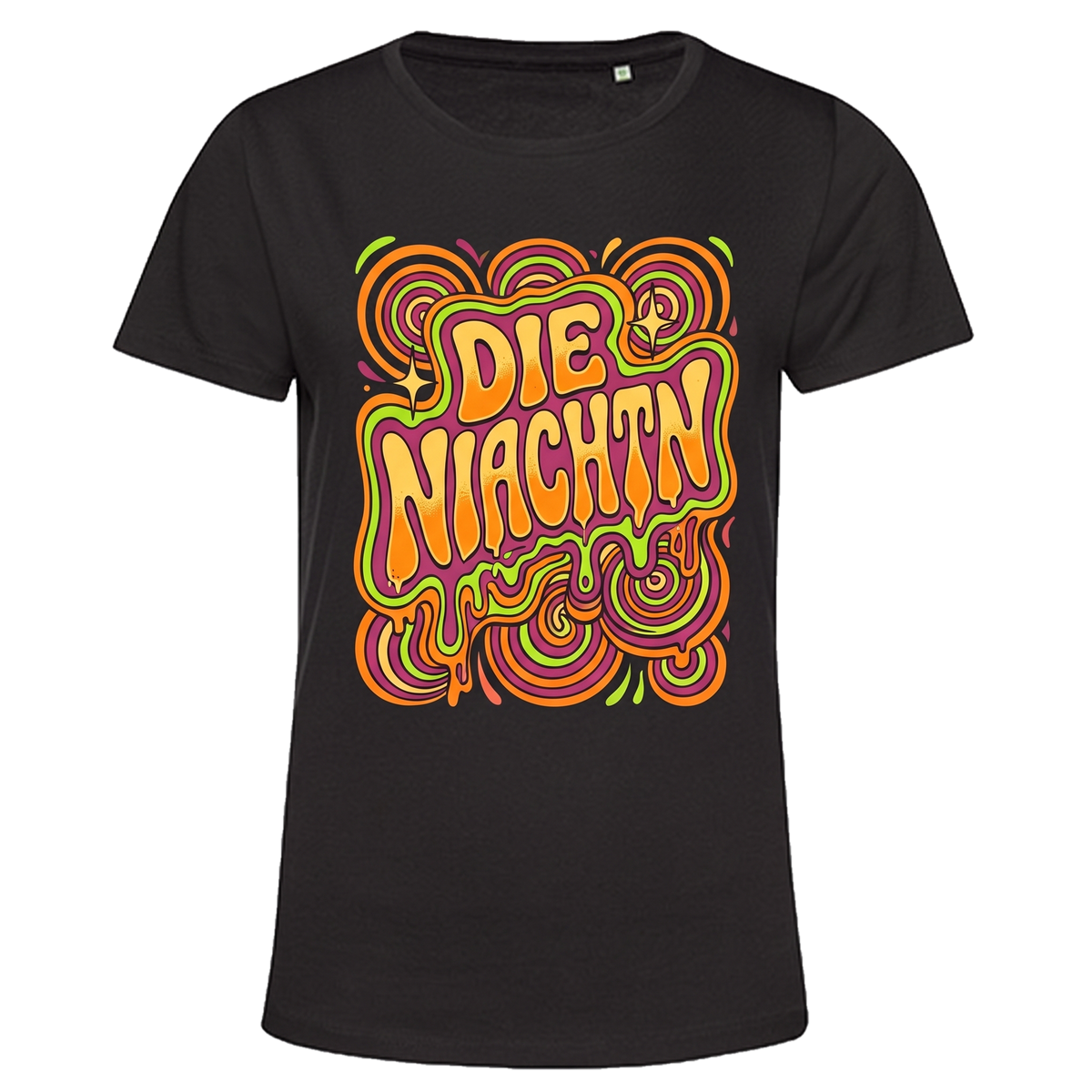 Niachtn Shirt Psychedelic, Schwarz, Damen