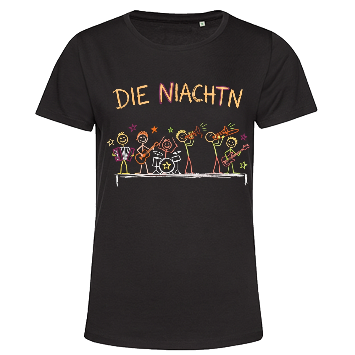Niachtn Shirt Die ganze Band, Schwarz, Damen