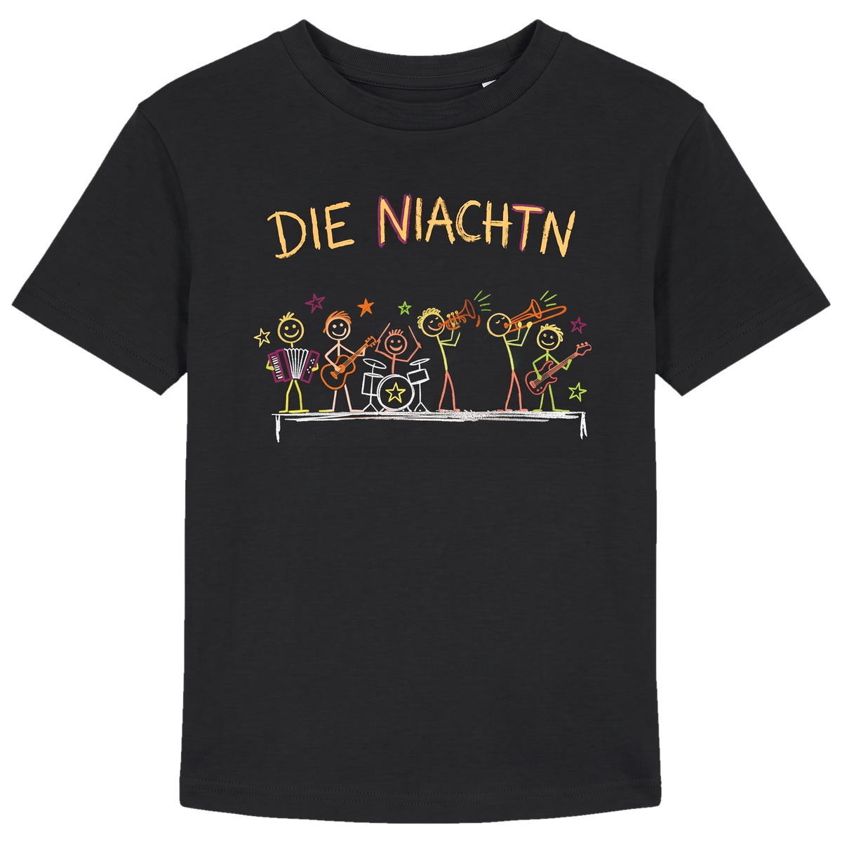 Niachtn Shirt Die ganze Band, Schwarz