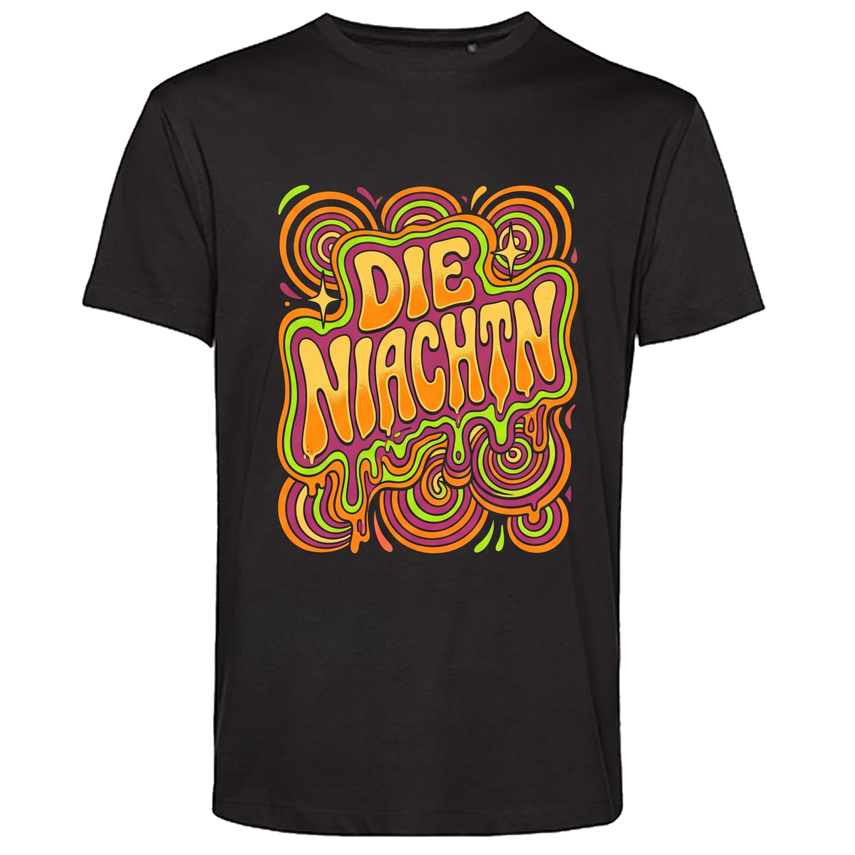 Niachtn Shirt Psychedelic, Schwarz